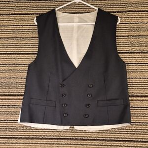 SUITSUPPLY Ferrara DB Dark Green Grey Weave Wool Mens Sz Large 42 Waistcoat Vest